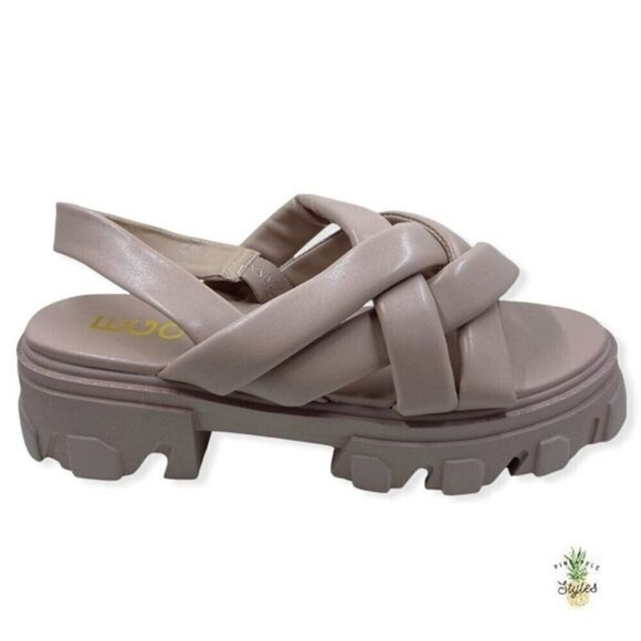 EGO Shoes - EGO Annalyn Pink Nude Chunky Faux Leather Sandals 